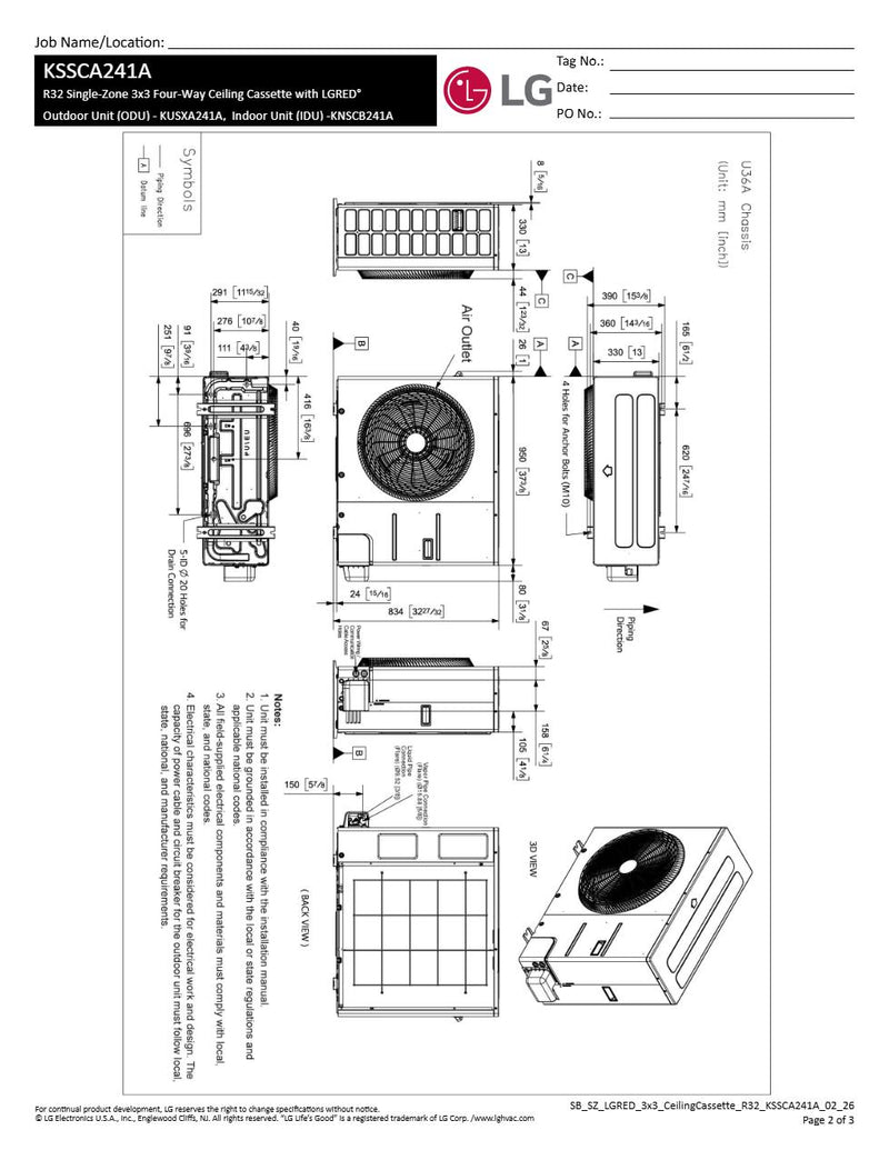 LG KUSXB241A dimensions — submittal page 2