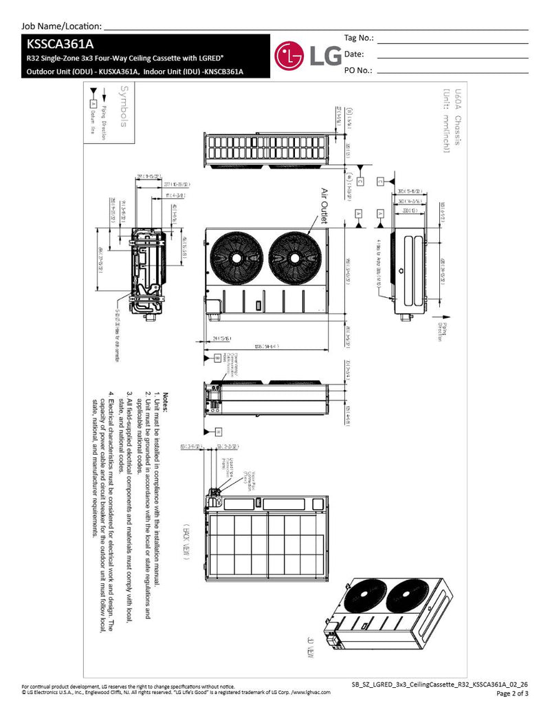LG KUSXB361A dimensions — submittal page 2