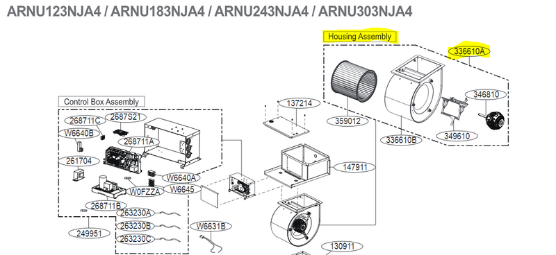 LG AEN55797604 Housing Assembly – Multi V indoor unit