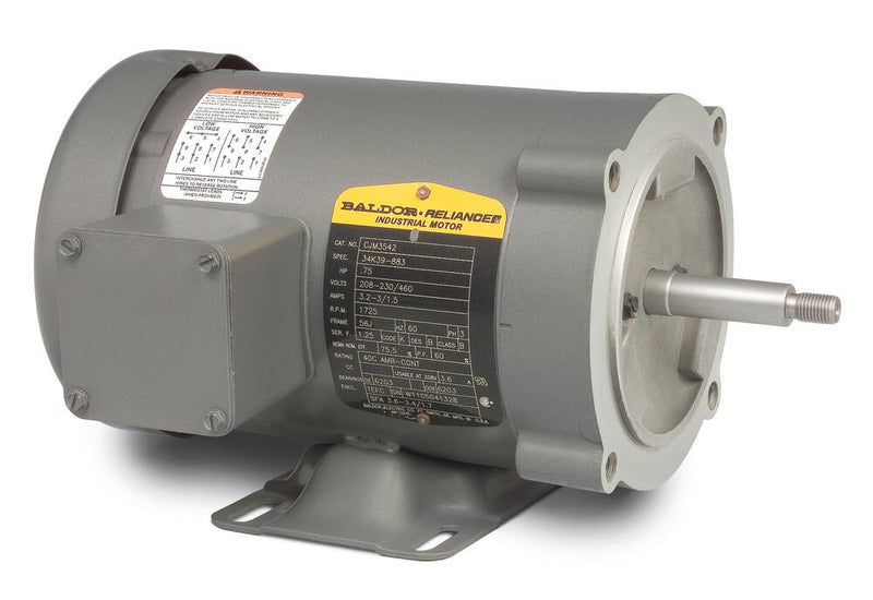 Baldor CJM3538 1/2 HP TEFC Motor, 56J Frame, 1800 RPM, 230/460V-3PH-60Hz
