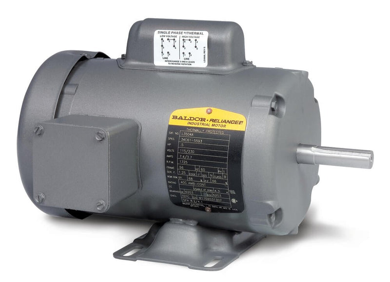 Baldor L3401 1/6 HP TEFC Motor, 48 Frame, 1200 RPM, 115/230V-1PH-60Hz