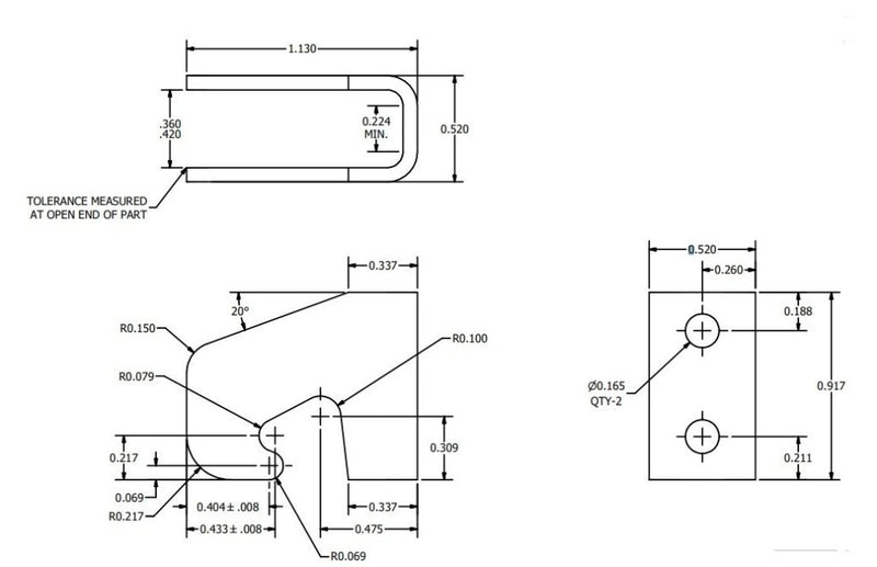 485534 — Latch, Hook, 1.13 X .52 X 14GA, GALV, FR HOOD