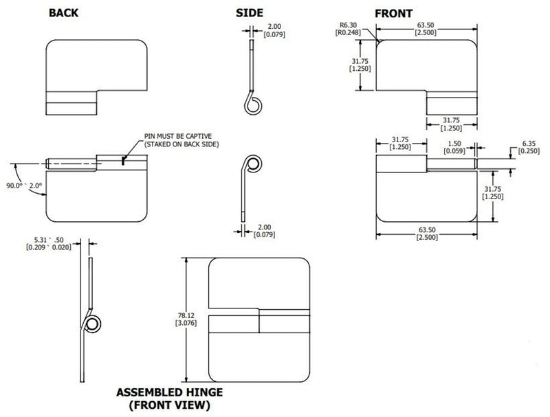 484002 — Hinge, Lift Off, Right, with 0.209" offset