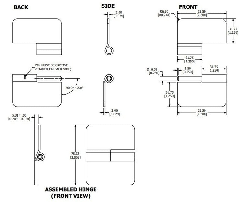 484001 — Hinge, Lift Off, Left, with 0.209" offset